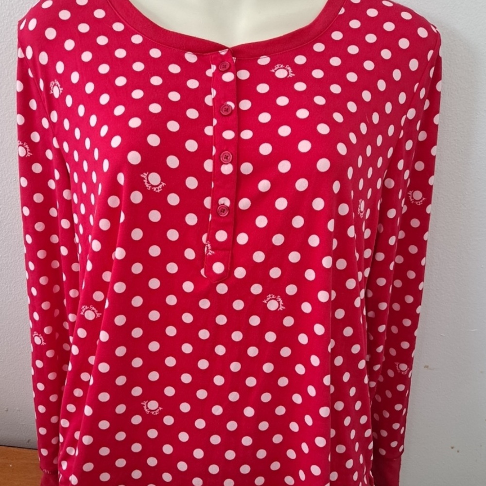 Kate Spade Jersey Red & White Polka Dot Pajama PJ Top Only Size Large
